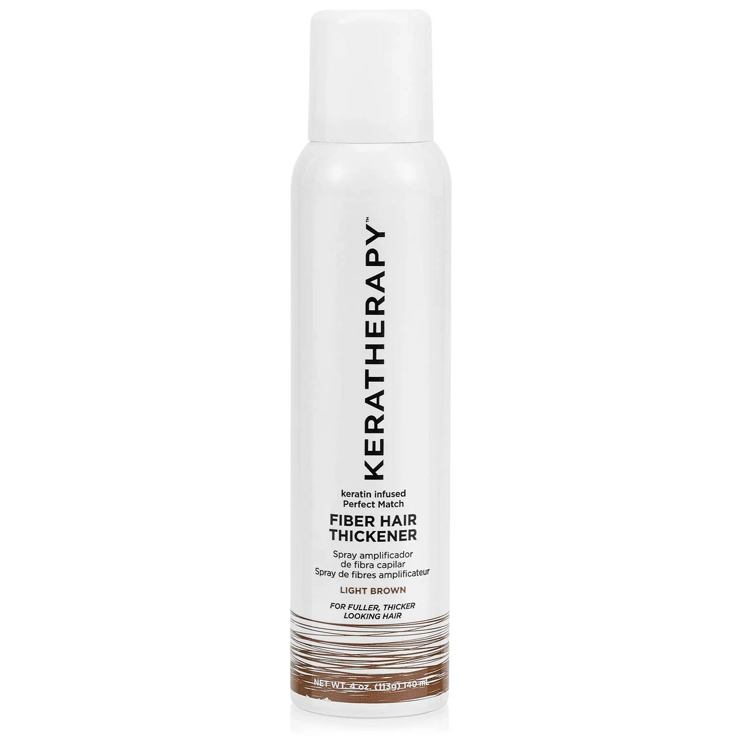 Keratherapy Keratin Infused Perfect Match Fiber Hair Thickener Spray, Light Brown, 4 fl. oz., 140 ml - Volumizing, Thickening, & Concealing Hairspray for Scalp Coverage, Roots & Thinning Areas