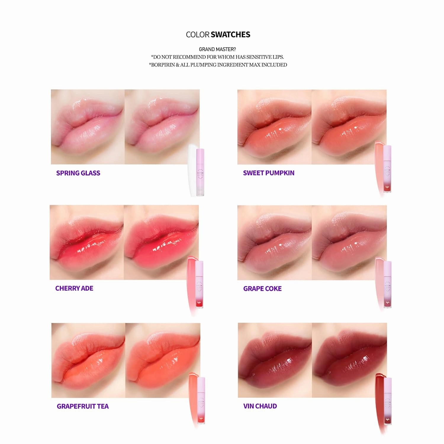 keybo Lip Plumper Dotom Lip Plus 16 Colors, 3 Steps Extreme Plumping Clear Lip Gloss by Essence Lip Care Oil & 16 Color Tints from Korean Makeup (08. Winter of me)