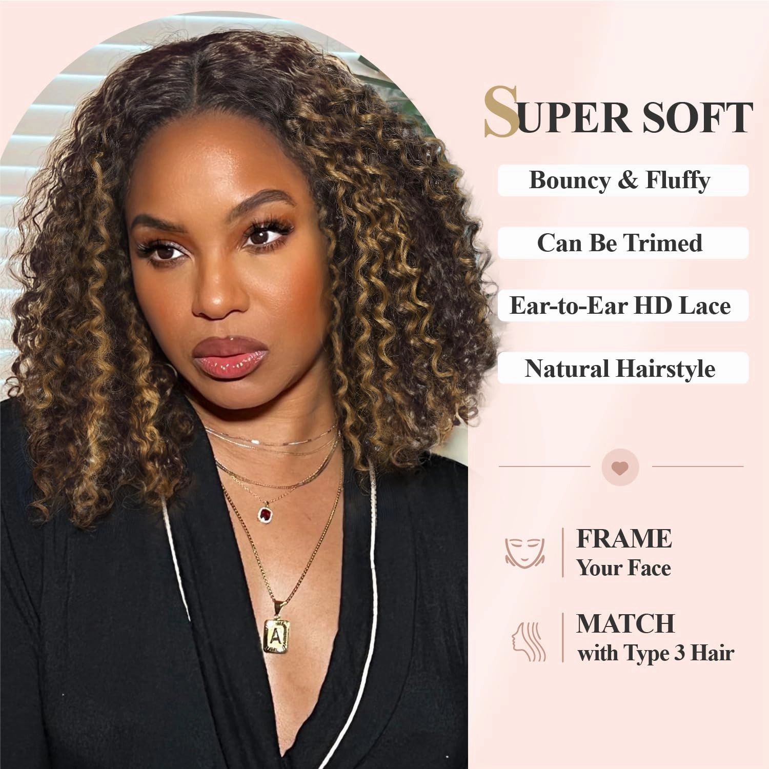 Kinky Curly Bob Wig 13x4x1 Inch HD Lace Front T Part Wig for Black Women Short Synthetic Highlight Brown Afro Coily Wigs Natural Hairstyle(Highlight Brown,15 Inches)