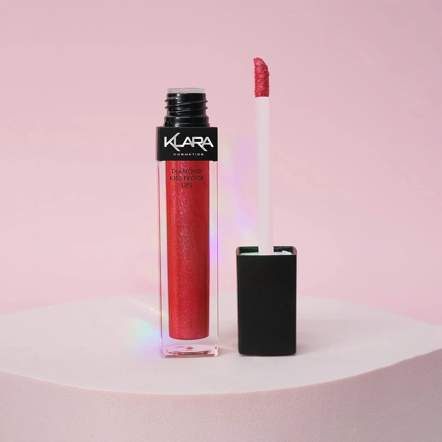 Klara Cosmetics Diamond Kiss Proof Lipstick Matte Shimmer Glitter, 03 Red, 0.27 Fl Oz