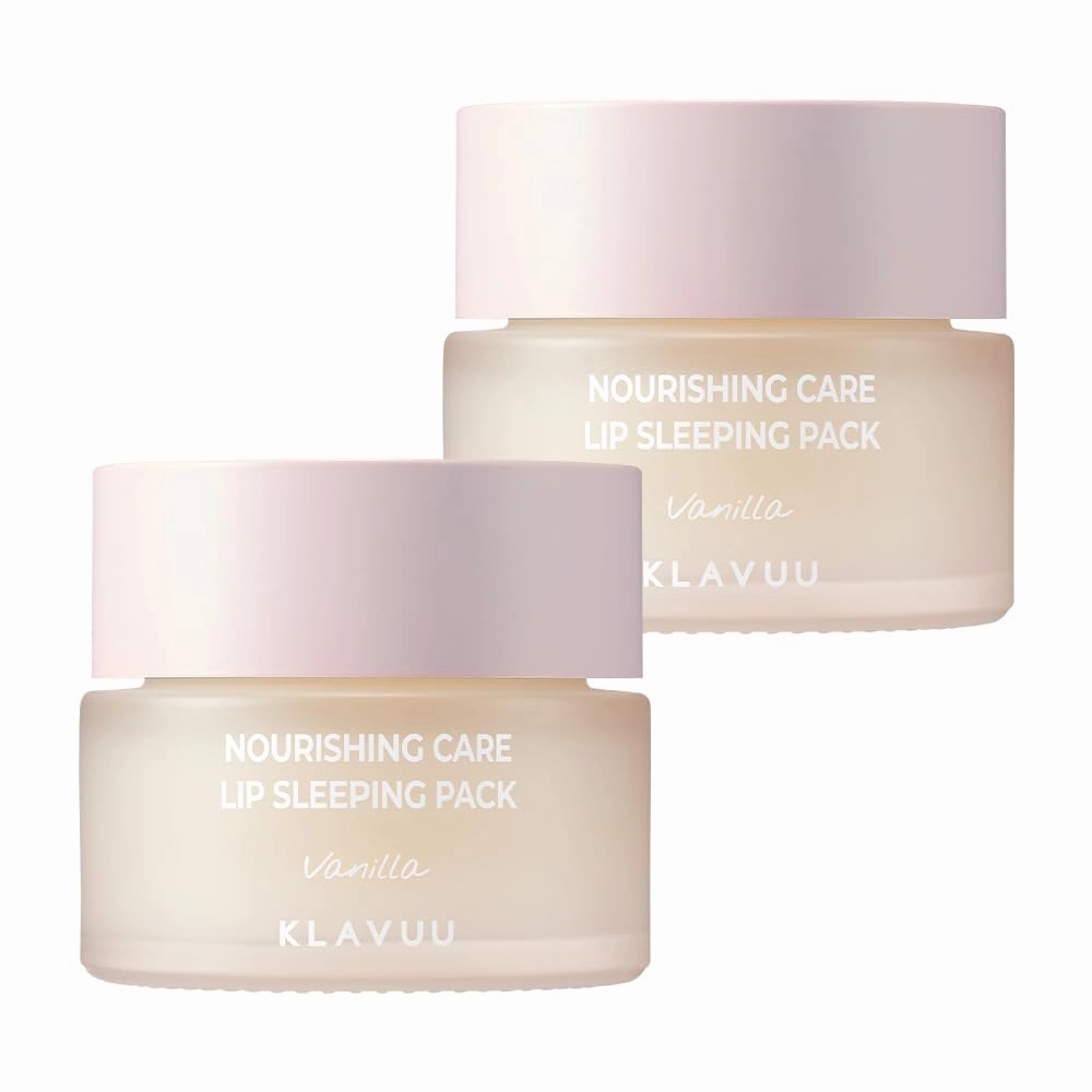 Klavuu Lip Mask Set (2PCS) – Overnight Deep Hydrating Korean Lip Balm Treatment for Very Dry, Chapped Lips | Lip Lightening & Plumping with Instant Hydration | Gentle Exfoliating (Vanilla & Vanilla)
