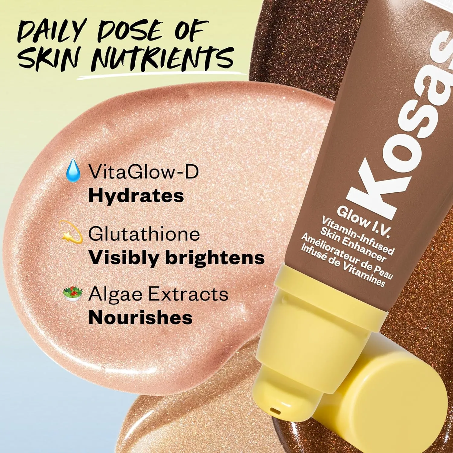 Kosas Glow I.V. Vitamin-Infused Skin Enhancer Face Makeup - Tinted Beauty Highlighter for a Healthy Glow- Revive