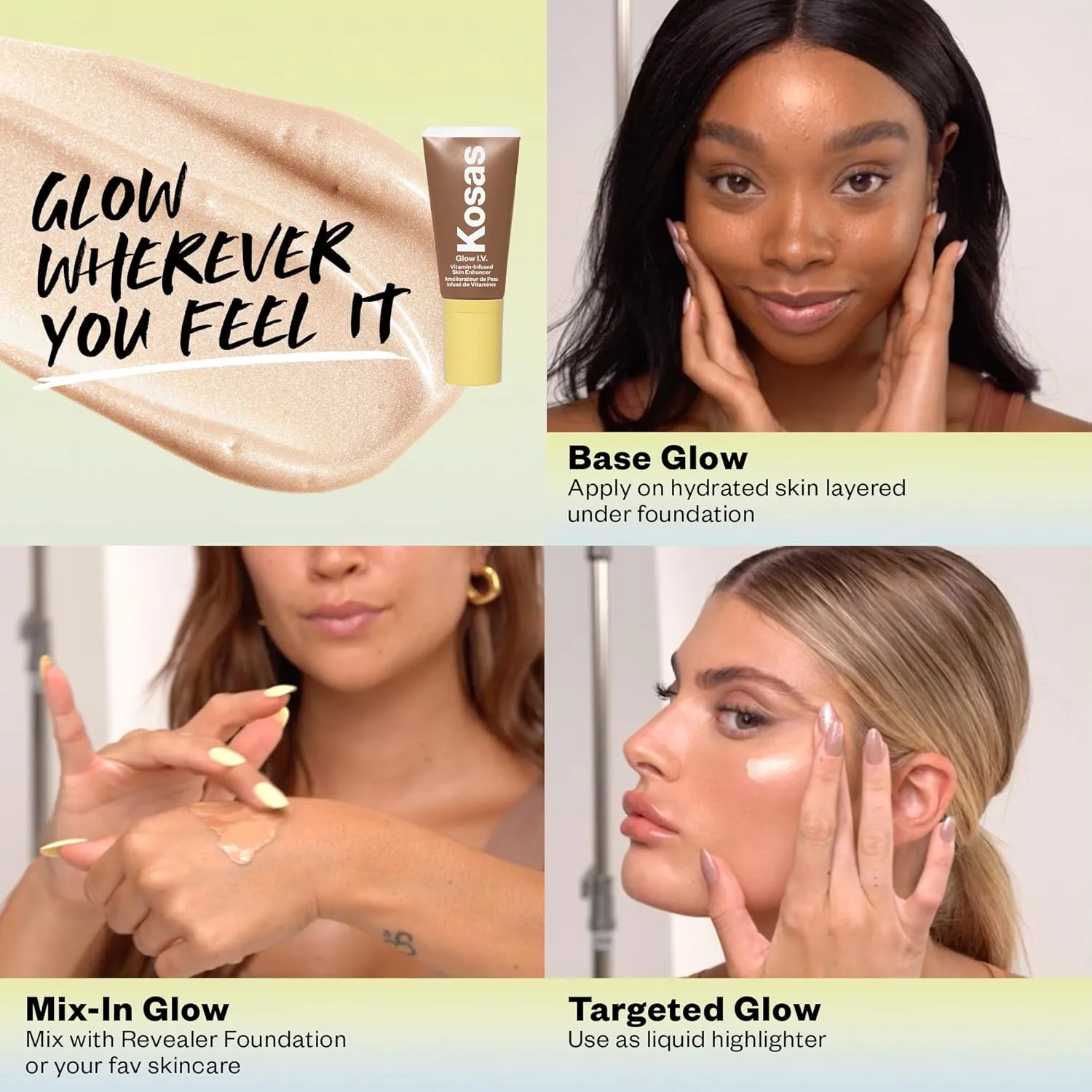 Kosas Glow I.V. Vitamin-Infused Skin Enhancer Face Makeup - Tinted Beauty Highlighter for a Healthy Glow- Revive
