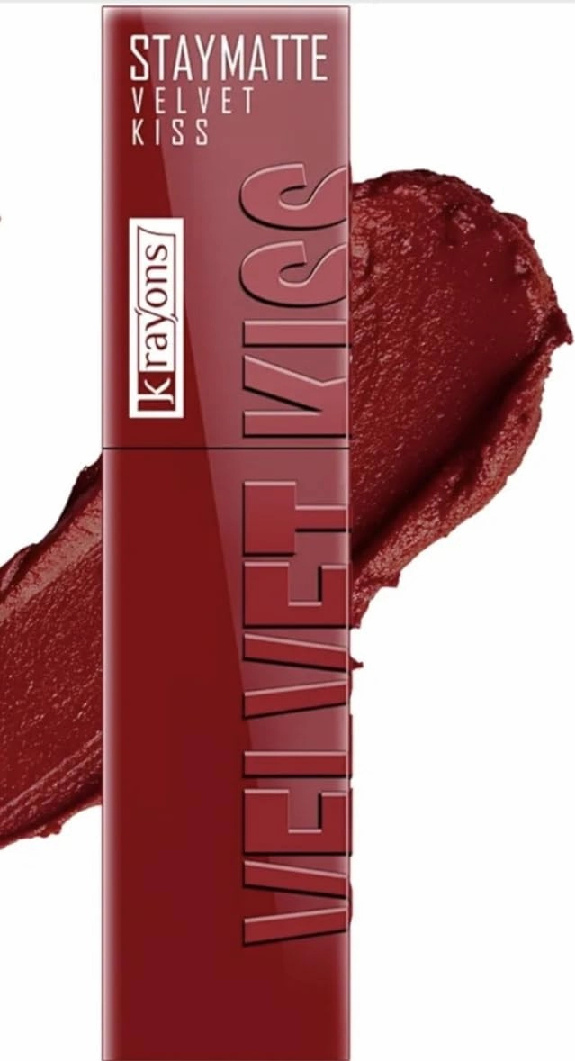Kra...yons Velvet Kiss Liquid Lipstick |12hrs long stay|Intense Color Payoff | Weightless Matte Finish | Smudgeproof & Transferproof Lipstick for Women (RUBY RED, Pack of 1)
