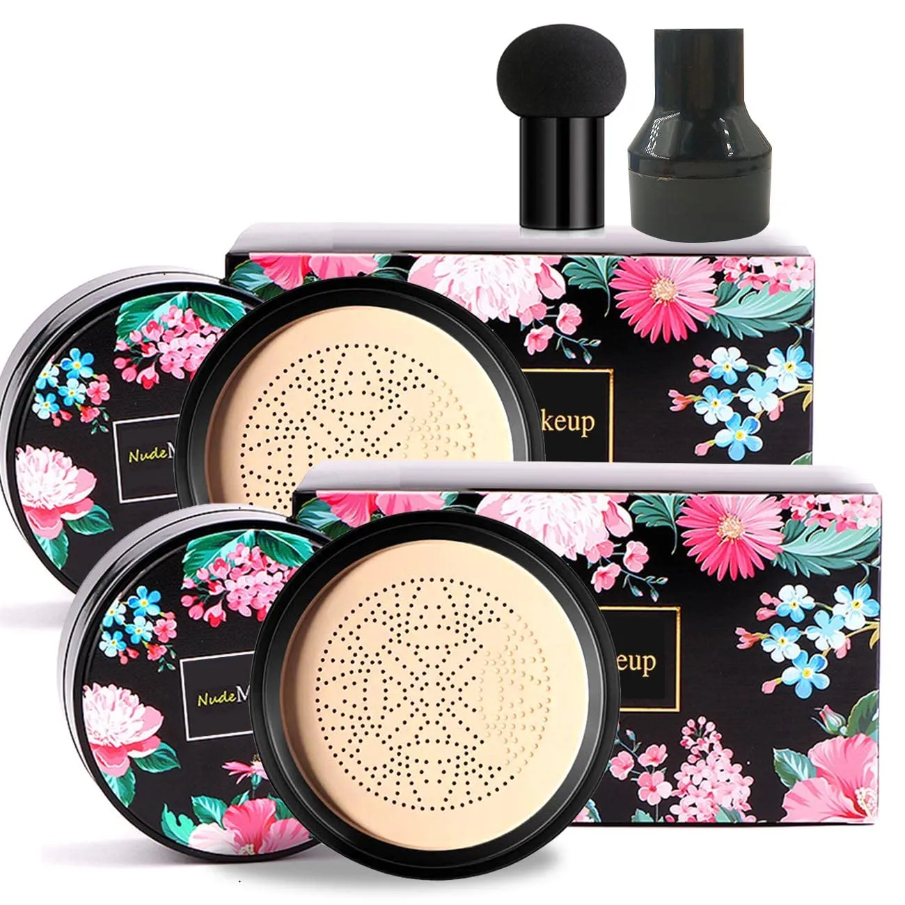 KWOLYKIM 2 Pack Mushroom Head Air Cushion CC Cream BB Cream, Concealer Lasting Nude Makeup Moisturizing Brightening Pigment CC Liquid Foundation Ivory