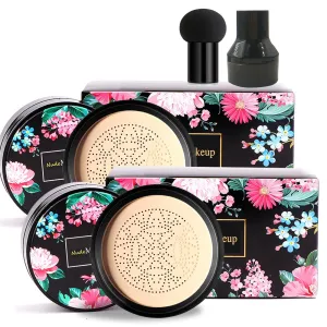 KWOLYKIM 2 Pack Mushroom Head Air Cushion CC Cream BB Cream, Concealer Lasting Nude Makeup Moisturizing Brightening Pigment CC Liquid Foundation Ivory