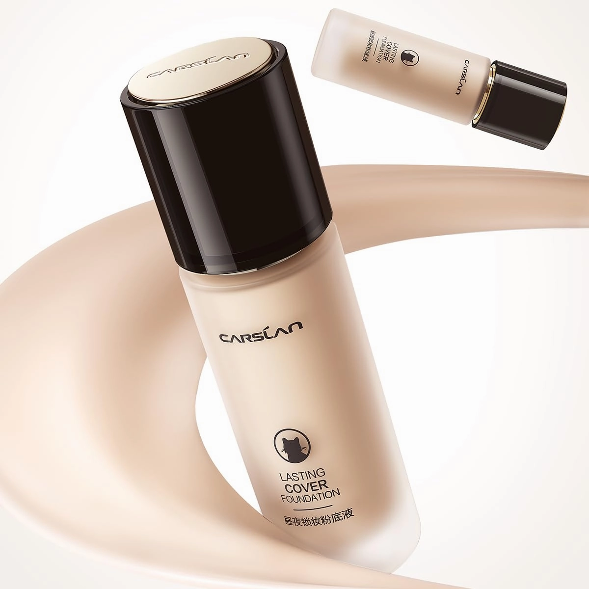 Lasting Cover Foundation, 24H Longlasting Full Coverage Matte Finish Face Makeup, Poreless, Lightweight, Waterproof, Oil Free Liquid Foundation, M02