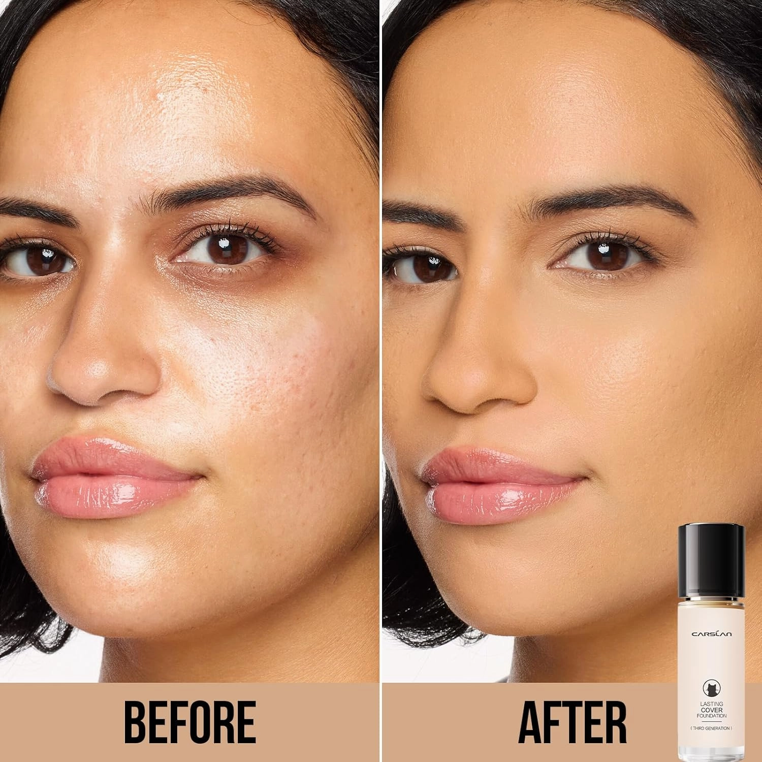 Lasting Cover Foundation, 24H Longlasting Full Coverage Matte Finish Face Makeup, Poreless, Lightweight, Waterproof, Oil Free Liquid Foundation, M02