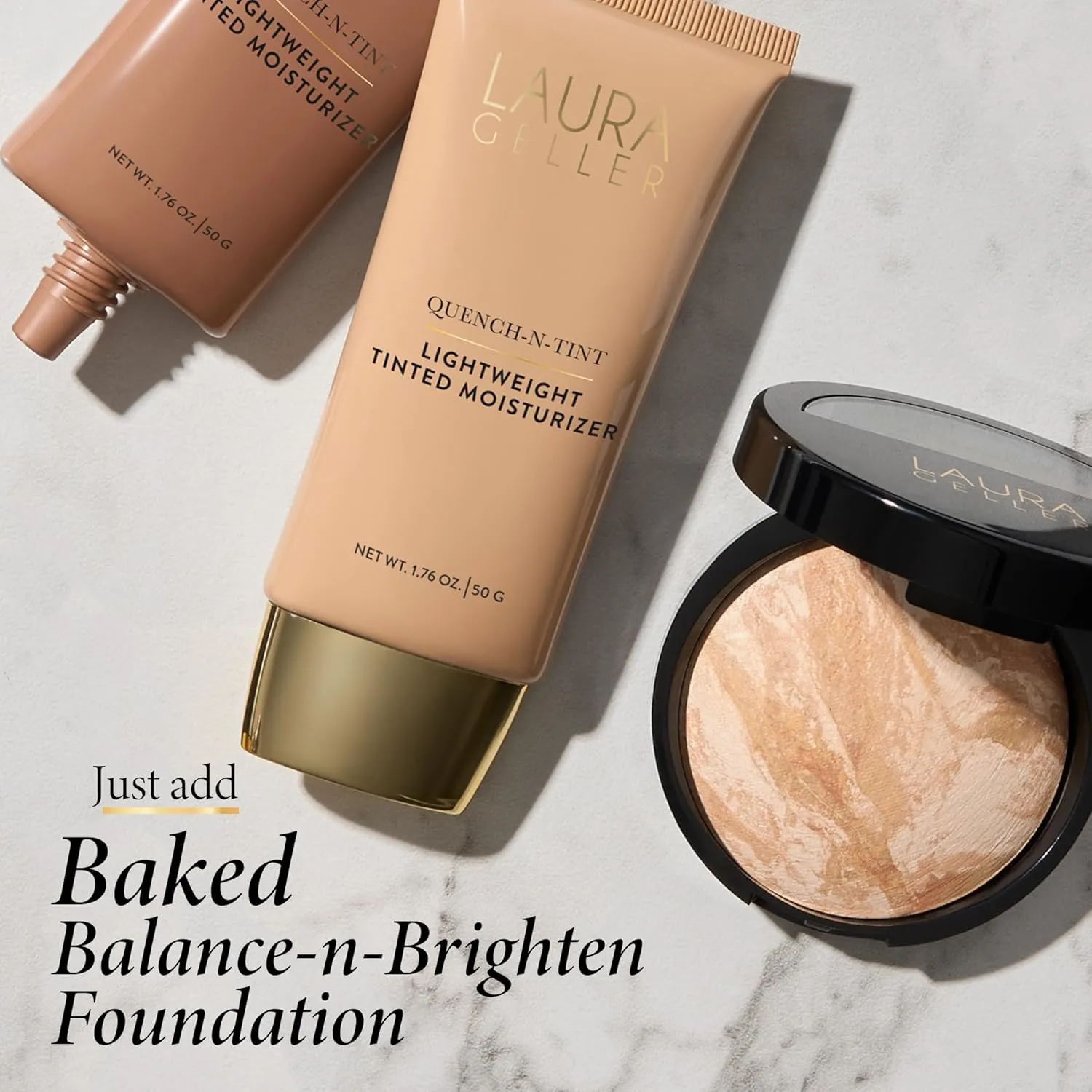 LAURA GELLER NEW YORK Quench-n-Tint Tinted Moisturizer - Deep - Sheer to Light Buildable Coverage - Natural Glow Finish - Lightweight Formula with Hyaluronic Acid