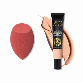 LAURA GELLER Better Than 'Block Skincare-Infused Serum Foundation with SPF 50 Broad Spectrum Protection, Fair   Latex-Free Full Face Makeup Blending Sponge