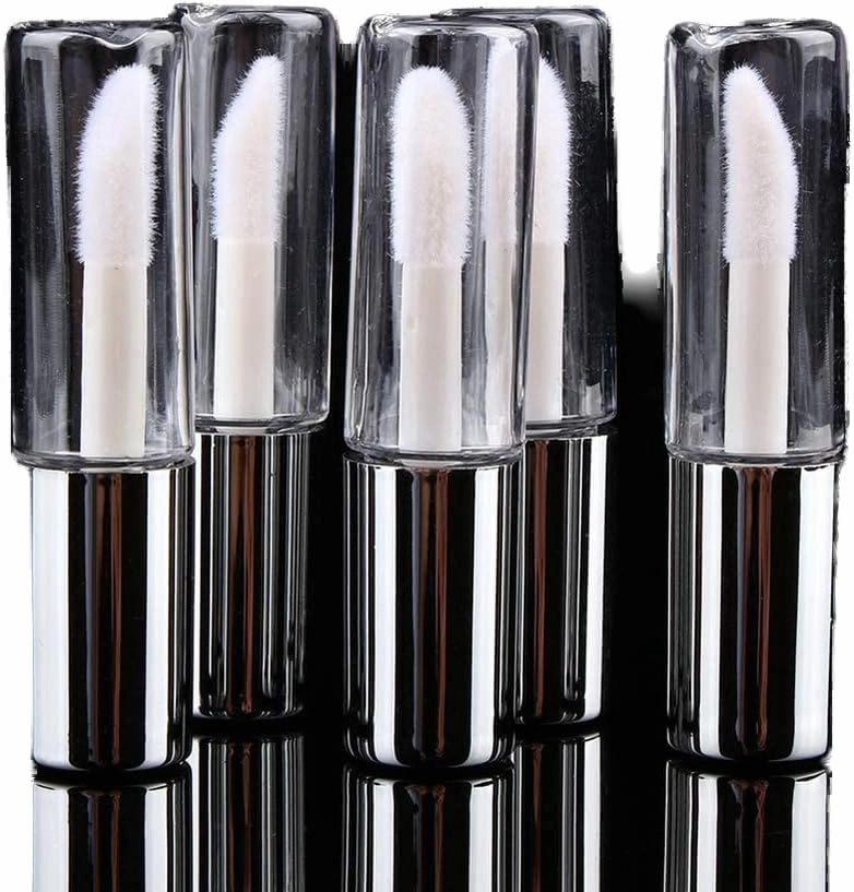 LAVEN 45 Pack 1.2ML Clear Mini Lip Gloss Tube Empty Lip Balm Containers With Black Lid for Lipstick Samples