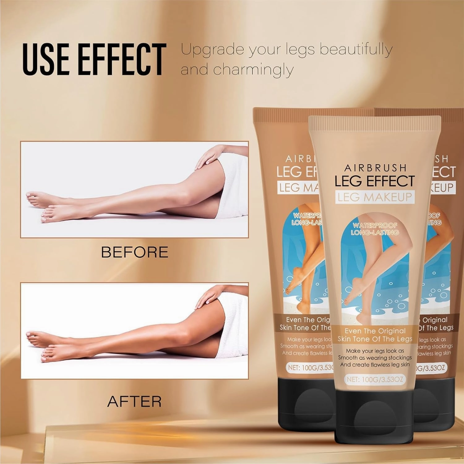 Leg Makeup Waterproof No Transfer, Leg Vein Cover up Makeup for Varicose Veins Waterproof Black Skin, Leg and Body Scar Cover up Makeup for Tattoo Cover up (Medium Golw)
