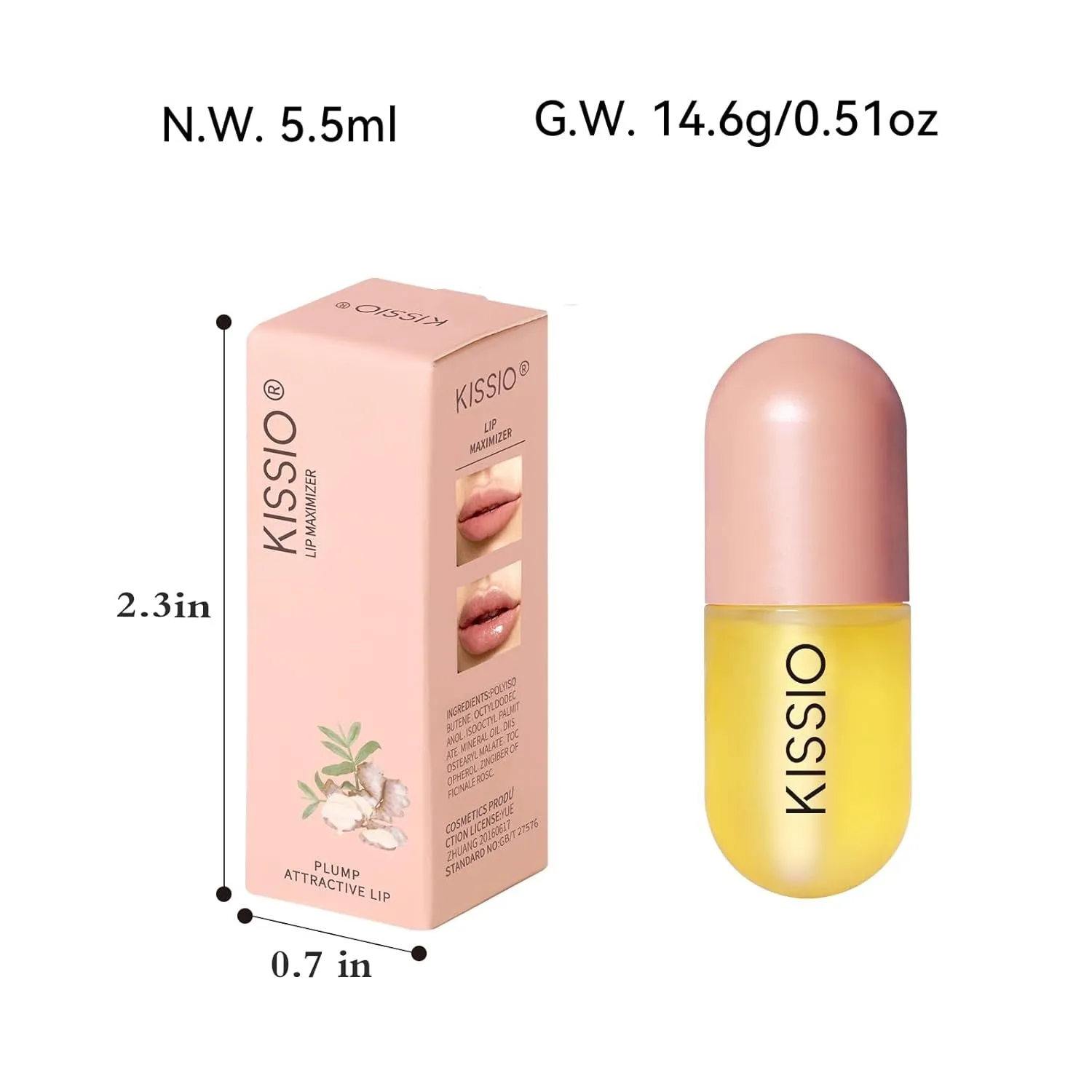 Lip Plumper,Natural Lip Plumper for Day Use,Lip Plumping Gloss Make Lips Fuller and Moisturizing 5.5Ml,Lip Mask,Hydrating & Reduce Fine Lines,Beautiful Fuller