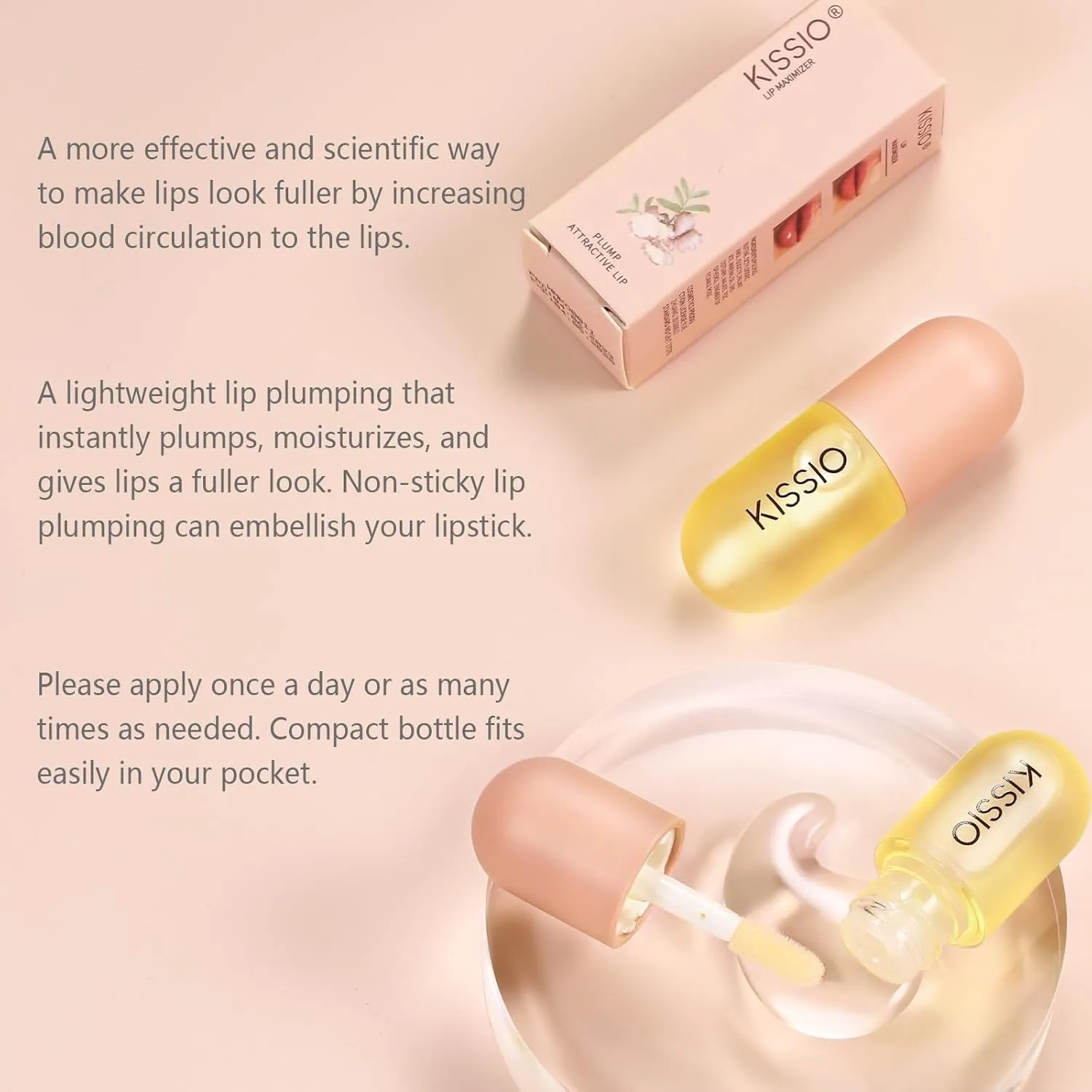 Lip Plumper,Natural Lip Plumper for Day Use,Lip Plumping Gloss Make Lips Fuller and Moisturizing 5.5Ml,Lip Mask,Hydrating & Reduce Fine Lines,Beautiful Fuller