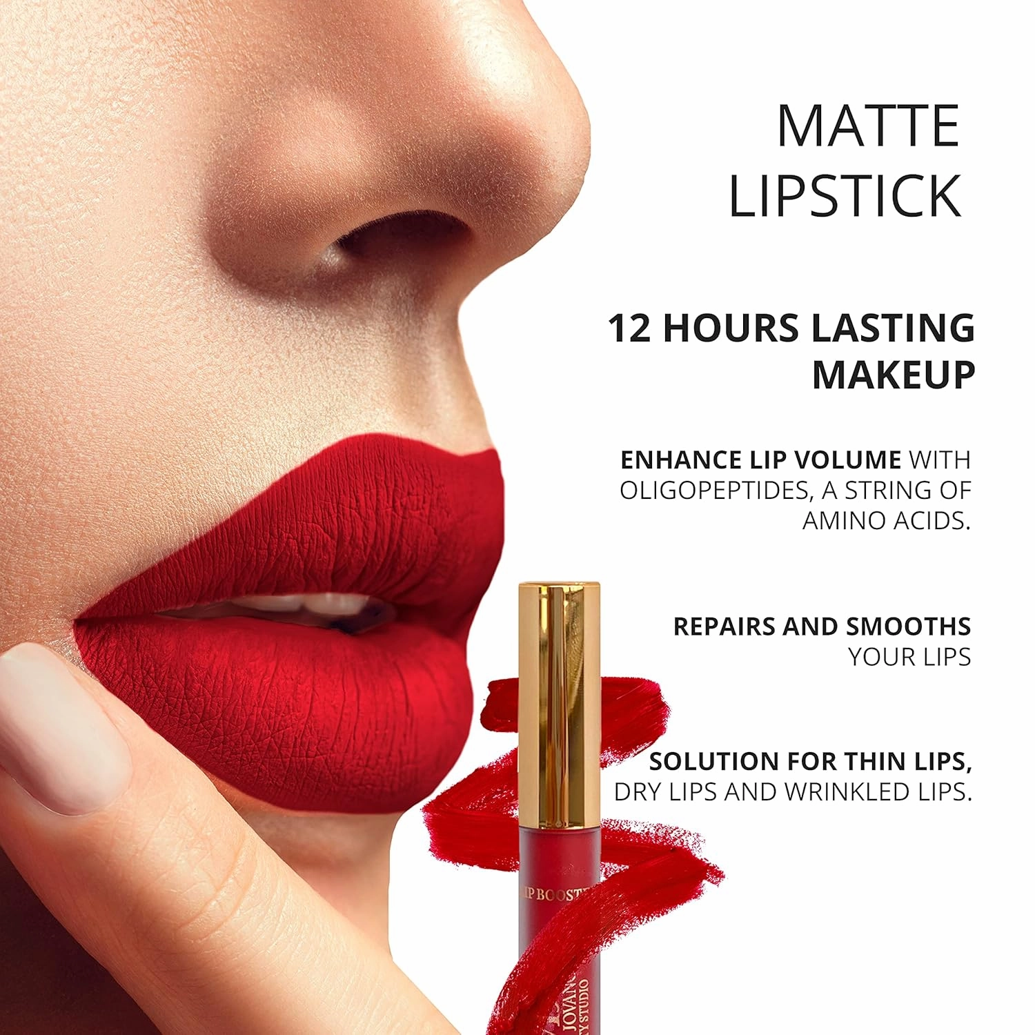 Lip Booster Matte | Contains Hyaluronic Acid, Collagen and Oligopeptides | Repairs and Smooths | 12 Hour Lasting Matte Lipstick | Nourishes and Hydrates Lips | Mela Beauty Studio Professional Makeup (Mela)