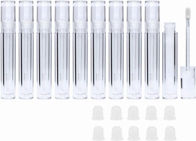 Lip Gloss Tubes with Wand Empty, 10 Pack 5ml Transparent Lip Gloss Containers, Clear Crystal Lip Gloss Tubes with Rubber Stoppers for DIY Lip Gloss