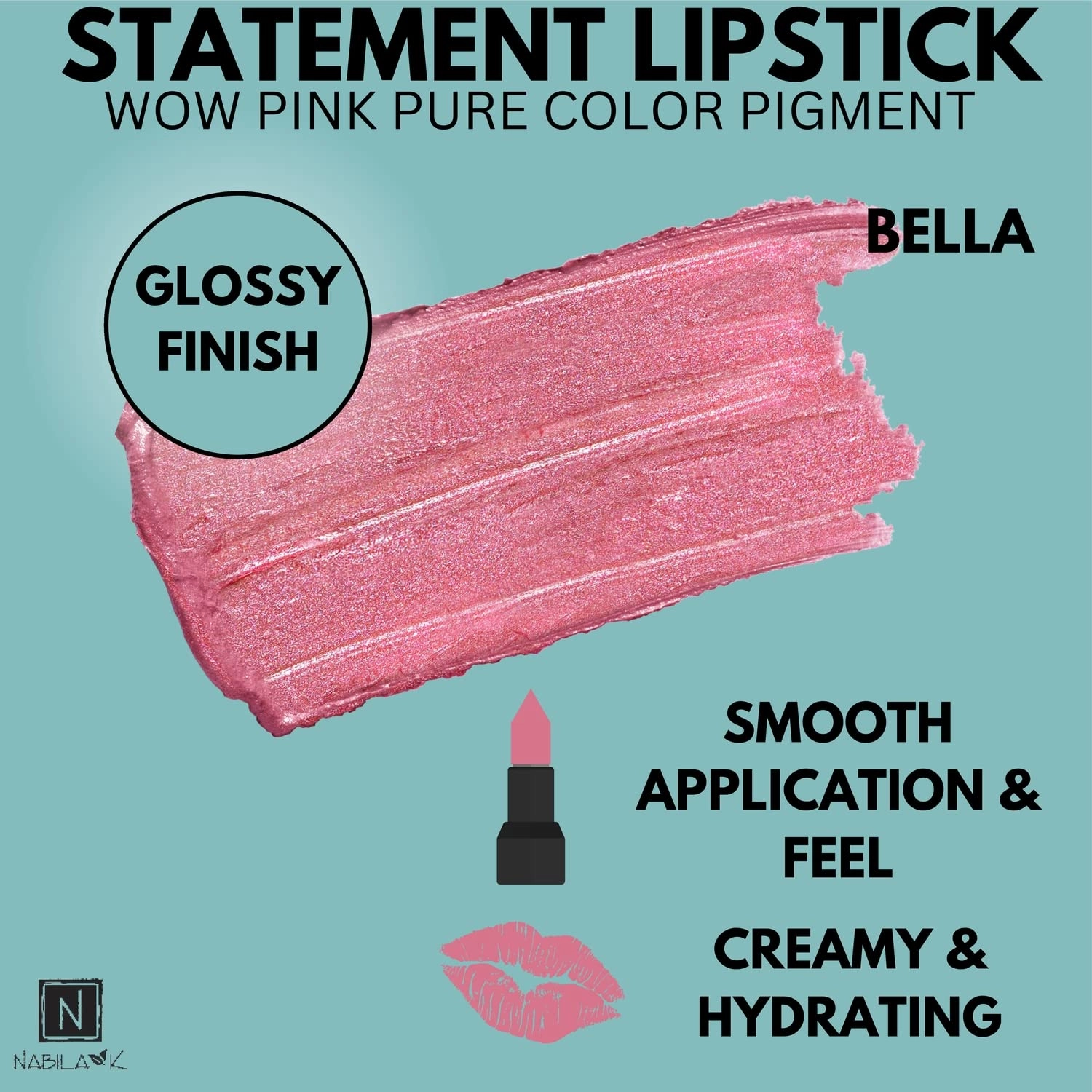 Lipstick - Long Lasting with Glossy Finish - Hydrates & Seals in Moisture - Cruelty-Free Lip Color for Perfect Pout - 0.14 oz - Bella
