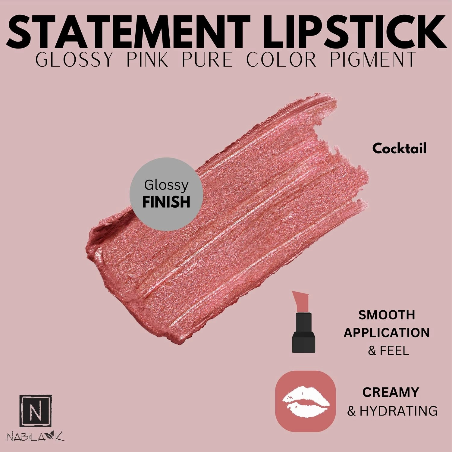 Lipstick - Long Lasting with Glossy Finish - Hydrates & Seals in Moisture - Cruelty-Free Lip Color for Perfect Pout - 0.14 oz - Cocktail