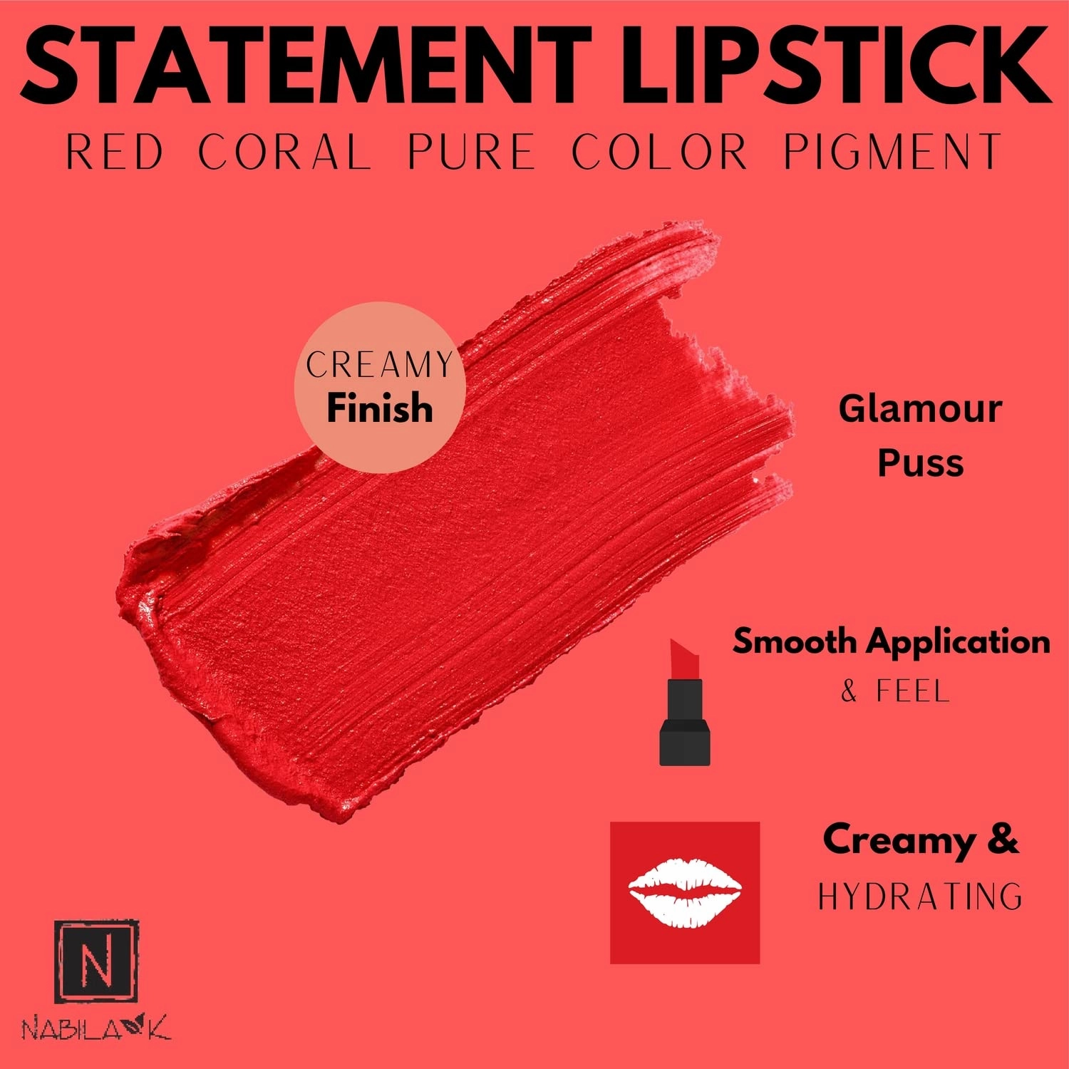 Lipstick - Long Lasting with Glossy Finish - Hydrates & Seals in Moisture - Cruelty Free Lip Color for Perfect Pout (Glamour Puss)