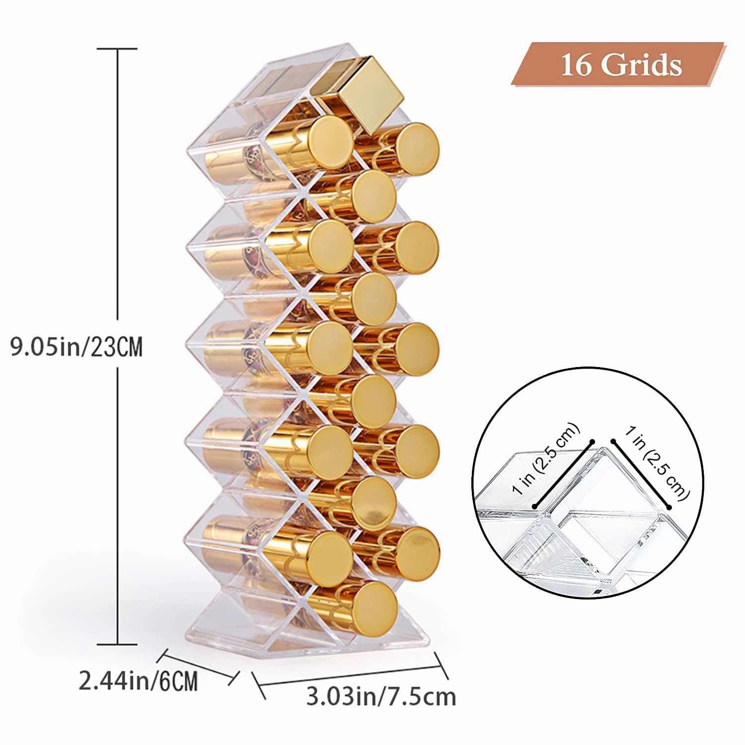 Lipstick Holder Organizer 64 Spaces Acrylic Stackable Fish Shape Lipstick Tower, Lip Gloss Storage Stand, Perfect for Lipgloss Organizers Makeup Vanity Display, Clear (4 Pack)