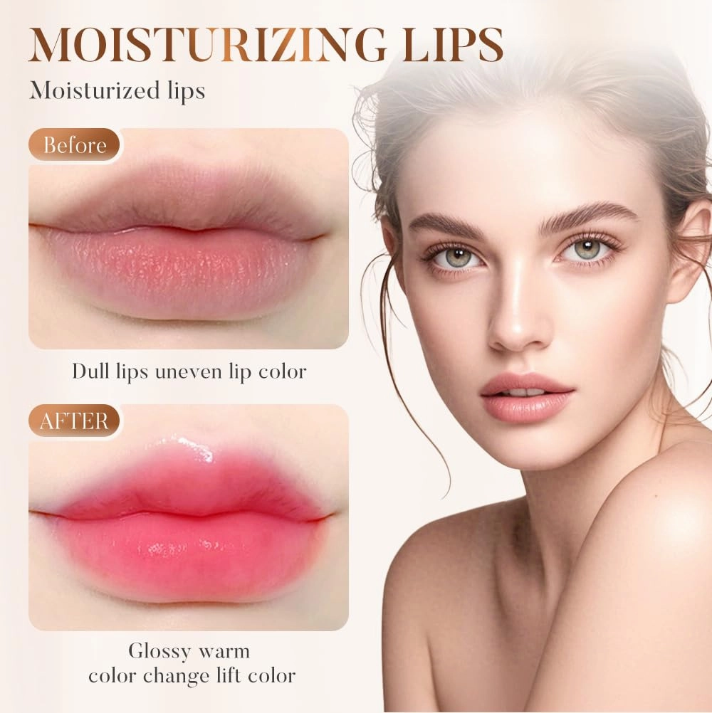 Long Lasting Color Changing Lipstick, 2025 New Transferproof Color Changing Lipstick, Moisturizing Glossy Shine Lip Gloss with Flower for Women (Set)