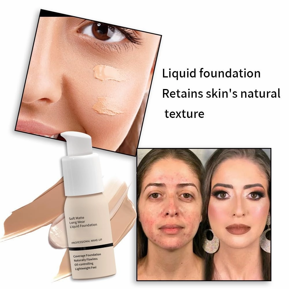Long-Wear Foundation & BB Cream – Hydrating, Oil-Control, Full Coverage with Skin-Perfecting Finish (#07)