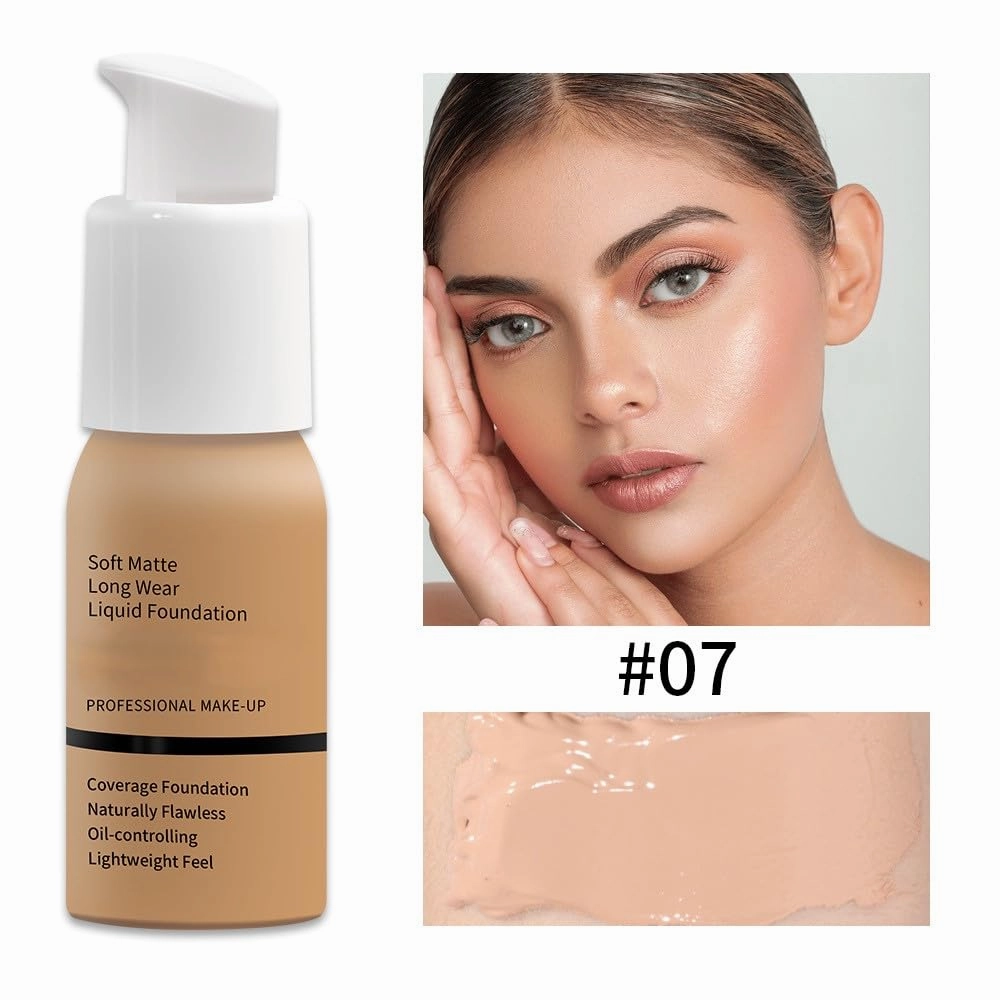 Long-Wear Foundation & BB Cream – Hydrating, Oil-Control, Full Coverage with Skin-Perfecting Finish (#07)