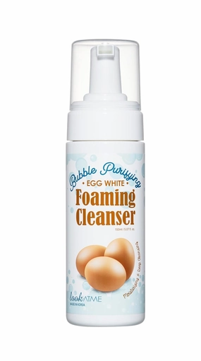 LOOKATME Korean Face Wash for Sensitive Skin - Water Based Bubble Skincare Cleanser - K Beauty Natural Acne Foaming Cleaner - Hydrating Skin Care Cleansing Foam with Low pH - Egg
