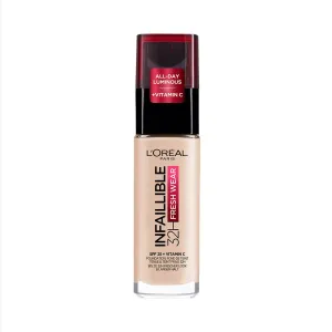 L'Oreal Paris Infallible 24hr Freshwear Liquid Foundation 15 Porcelain, Hydrating, Weightless Feel, Transfer-Proof and Waterproof, Full Coverage Base, Available in 26 Shades, SPF 25