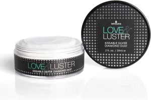 Love & Luster Kissable Diamond Dust | Comes with Puffer 2 oz Jar Candy Scent & Flavored Highlighter, Mica Powder, Silver Body Shimmer Face Highlighter Powder, Illuminator for Party & Festival