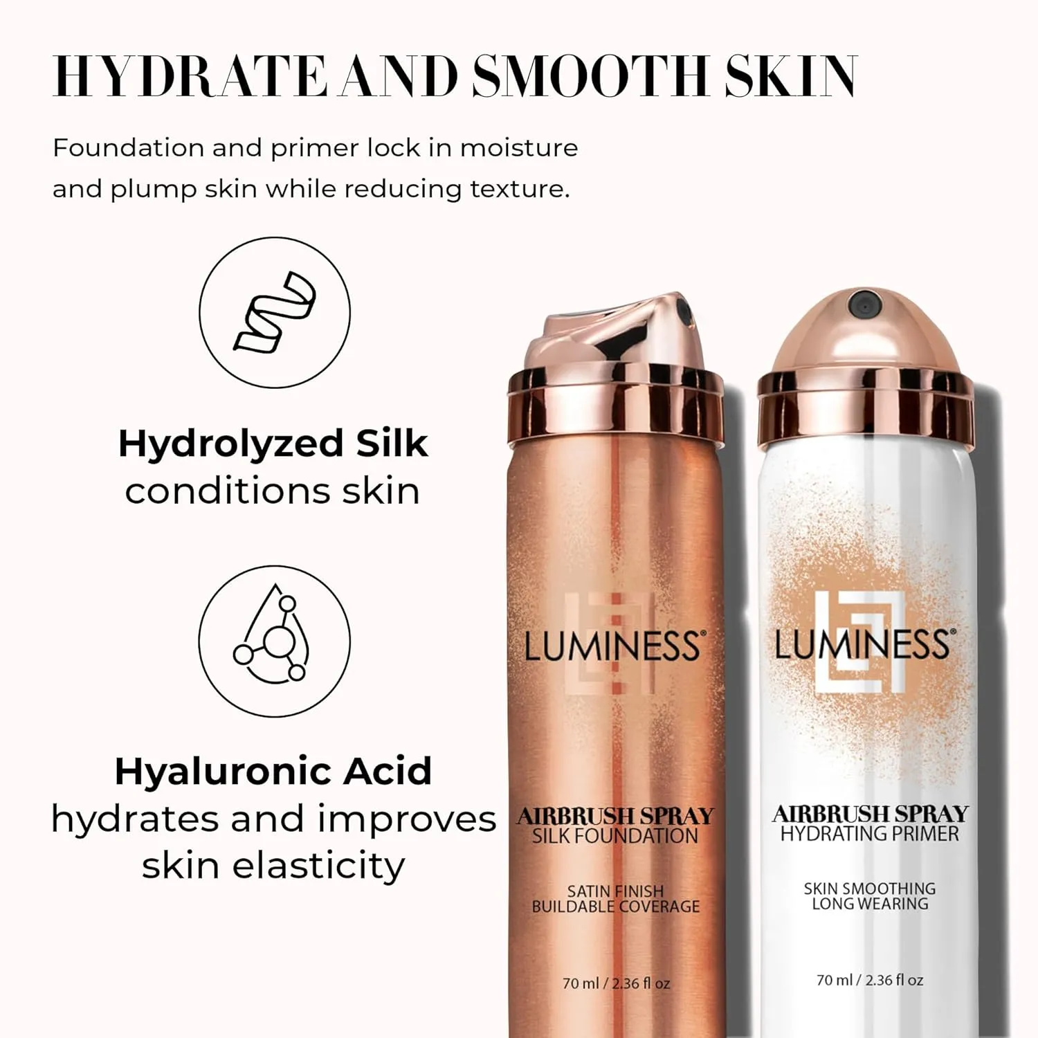 LUMINESS Airbrush Spray Silk Foundation Starter Kit - Fair - Foundation, Primer & Dual-Sided Angled Buffing Brush - Medium, Buildable Coverage, Anti-Aging Formula Hydrates & Moisturizes