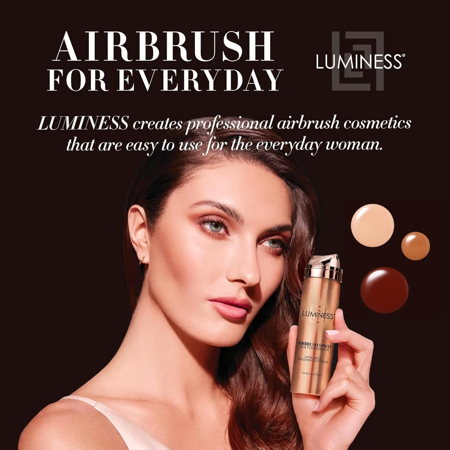 LUMINESS Airbrush Spray Silk Foundation Starter Kit - Fair - Foundation, Primer & Dual-Sided Angled Buffing Brush - Medium, Buildable Coverage, Anti-Aging Formula Hydrates & Moisturizes