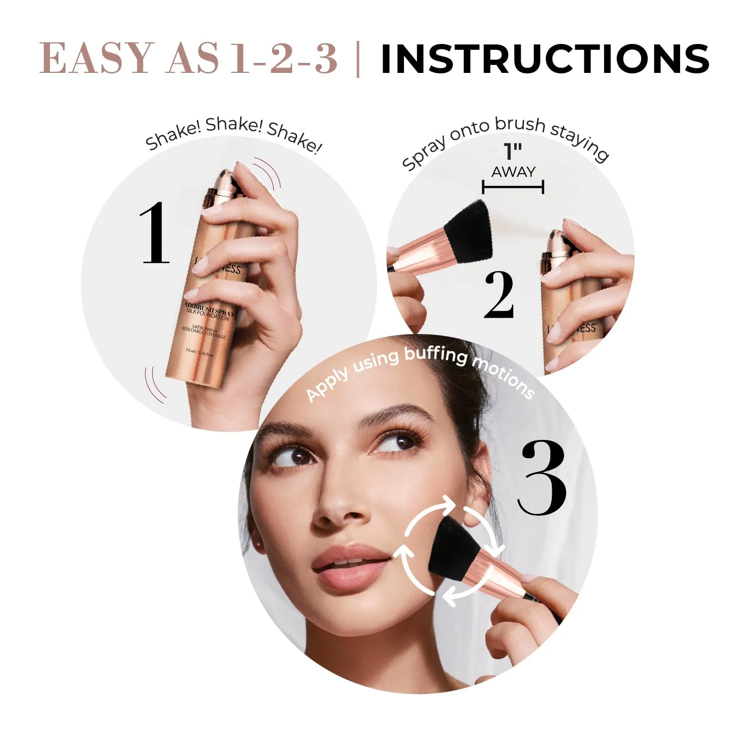 LUMINESS Face Time All In One Makeup Kit - Includes Face Palette, Airbrush Foundation, and Makeup Brush - Long-Wearing, Silky, Soft, Easy to Blend, 3-PC Make Up Set (04 - Medium)