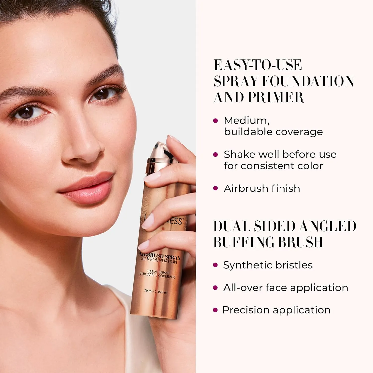 LUMINESS Silk Airbrush Spray Foundation & Primer Kit - Full Coverage Foundation, Anti-Aging Formula Hydrates & Moisturizes with Hyaluronic Acid, Aloe Vera & Hydrolyzed Silk (Shade - Tan Dark)