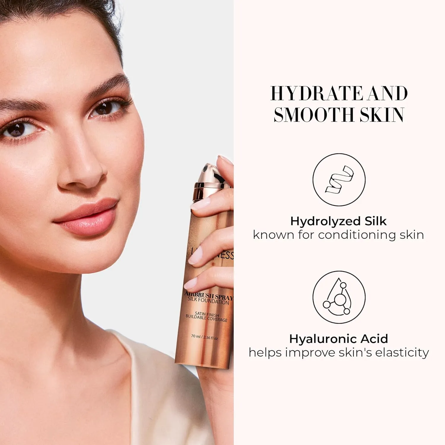 LUMINESS Silk Airbrush Spray Foundation - Full Coverage Foundation - Formula Hydrates & Moisturizes with Hyaluronic Acid, Aloe Vera & Hydrolyzed Silk (Shade - Light Rich)