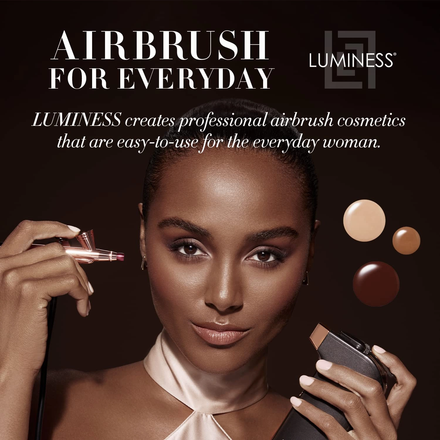 Luminess Air Silk 4-In-1 Airbrush Foundation- Foundation, Shade 090 (.5 Fl Oz) - Sheer to Medium Coverage - Anti-Aging Formula Hydrates and Moisturizes - Professional Makeup Kit for Cordless Air Brush