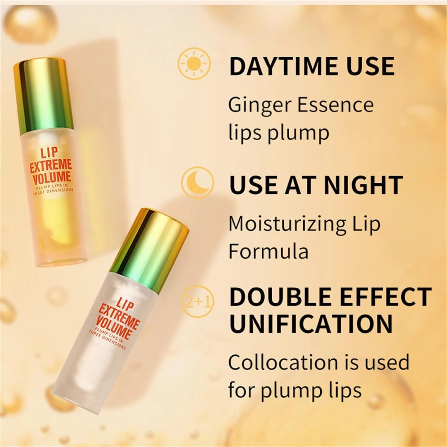 Luxurabalm Lip Plumper, 2pcs Extreme Volume Lip Plumping, Ginger Mint Lips Serum Plumper Night/Daily, Natural Lips Care & Enhancer Set, Hydrating & Reduce Fine Lines (Ginger)