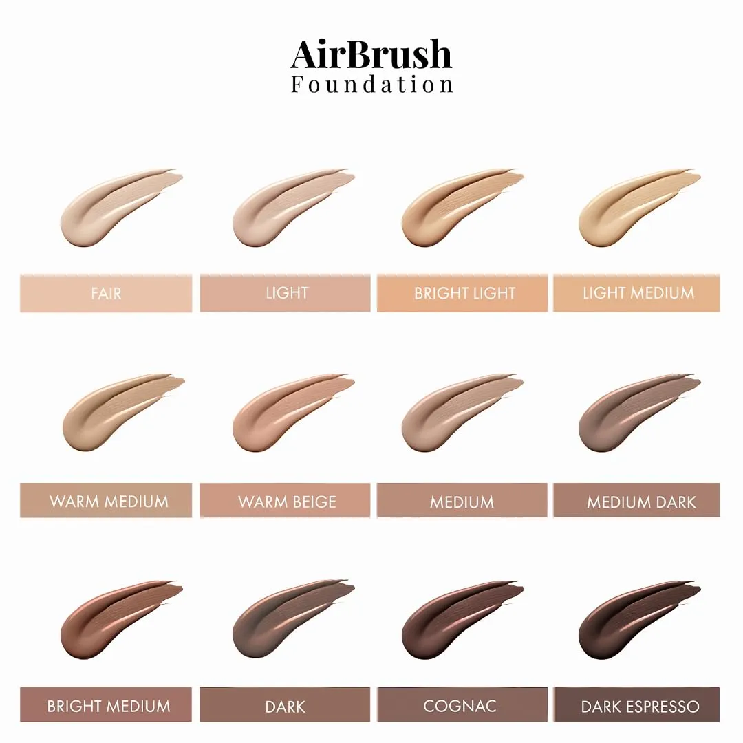 MagicMinerals AirBrush Foundation by Jerome Alexander – 2pc Set with Airbrush Foundation and Kabuki Brush - Spray Makeup with Anti-aging Ingredients for Smooth Radiant Skin - Light Medium