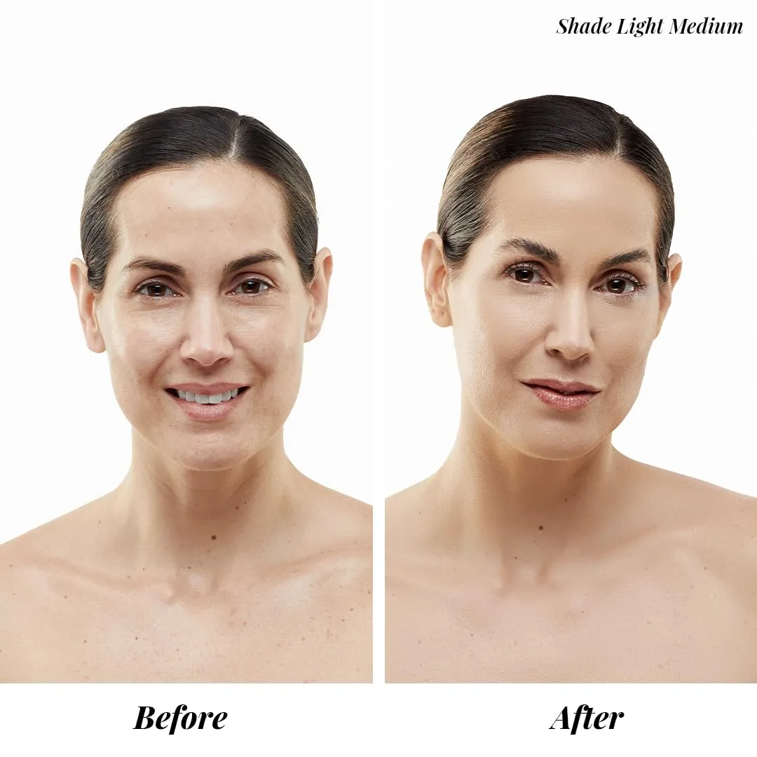 MagicMinerals AirBrush Foundation by Jerome Alexander – 2pc Set with Airbrush Foundation and Kabuki Brush - Spray Makeup with Anti-aging Ingredients for Smooth Radiant Skin - Light Medium
