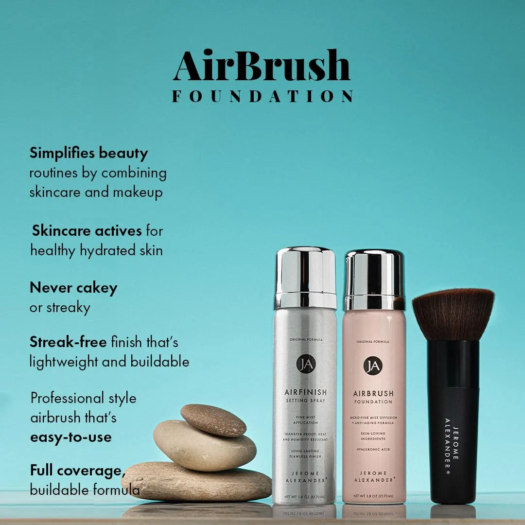 MagicMinerals AirBrush Foundation Set by Jerome Alexander – 3pc Set Includes AirFinish, Foundation and Kabuki Brush - Spray Makeup with Anti-aging Ingredients for Smooth Radiant Skin (Fair)