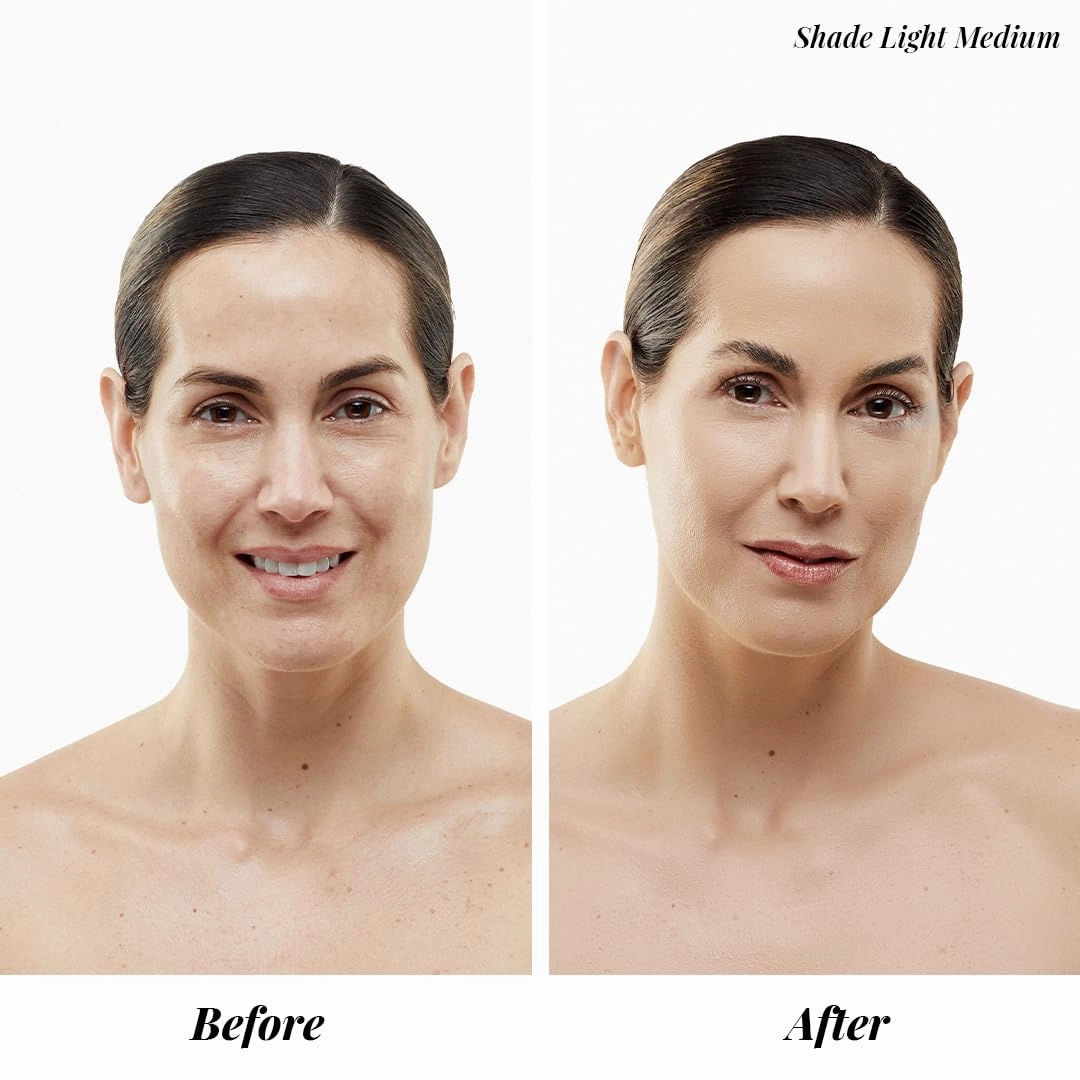MagicMinerals AirBrush Foundation by Jerome Alexander – 2pc Set with Airbrush Foundation and Kabuki Brush - Spray Makeup with Anti-aging Ingredients for Smooth Radiant Skin - Warm Beige
