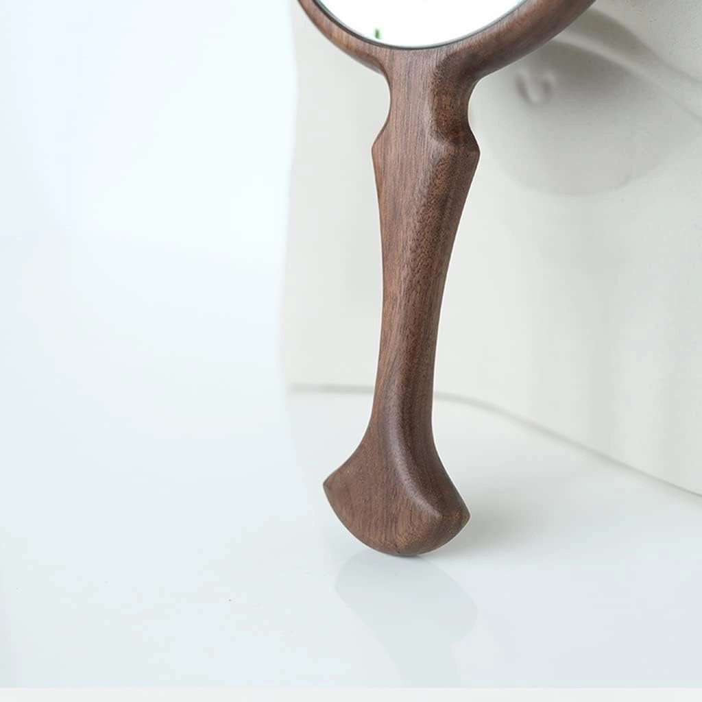 Make Up Mirror Wooden Handle Mirror Handheld Makeup Mirror Beauty Salon Beauty Mirror Japanese Round Hand Mirror Mirror for Desk