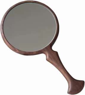 Make Up Mirror Wooden Handle Mirror Handheld Makeup Mirror Beauty Salon Beauty Mirror Japanese Round Hand Mirror Mirror for Desk