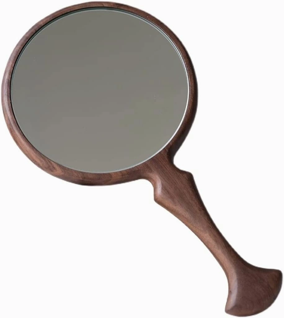 Make Up Mirror Wooden Handle Mirror Handheld Makeup Mirror Beauty Salon Beauty Mirror Japanese Round Hand Mirror Mirror for Desk