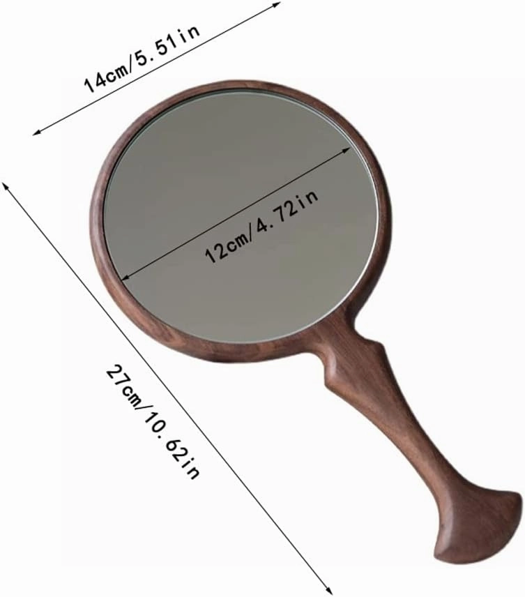 Make Up Mirror Wooden Handle Mirror Handheld Makeup Mirror Beauty Salon Beauty Mirror Japanese Round Hand Mirror Mirror for Desk