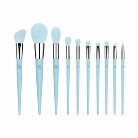 Makeup brush 10 PCS Blue Makeup Brushes Full Set of Large Powder Blush Eye Shadow Makeup Brushes Highlighter Makeup Tools with Pen Hold(Color:Blue)(Blue,one size)