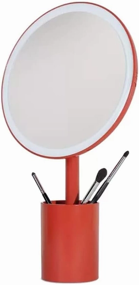Makeup Mirror Pen Holder Mirror Desktop Desktop Makeup Mirror with Light Dormitory Portable Dressing Beauty Mirror Lighted Makeup Mirror(B)
