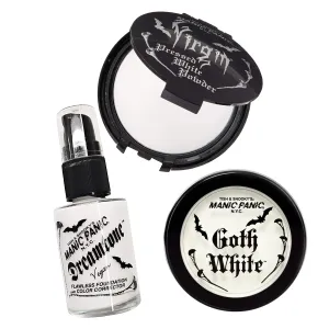MANIC PANIC Goth White Cream to Powder Foundation and White Pressed Powder Bundle