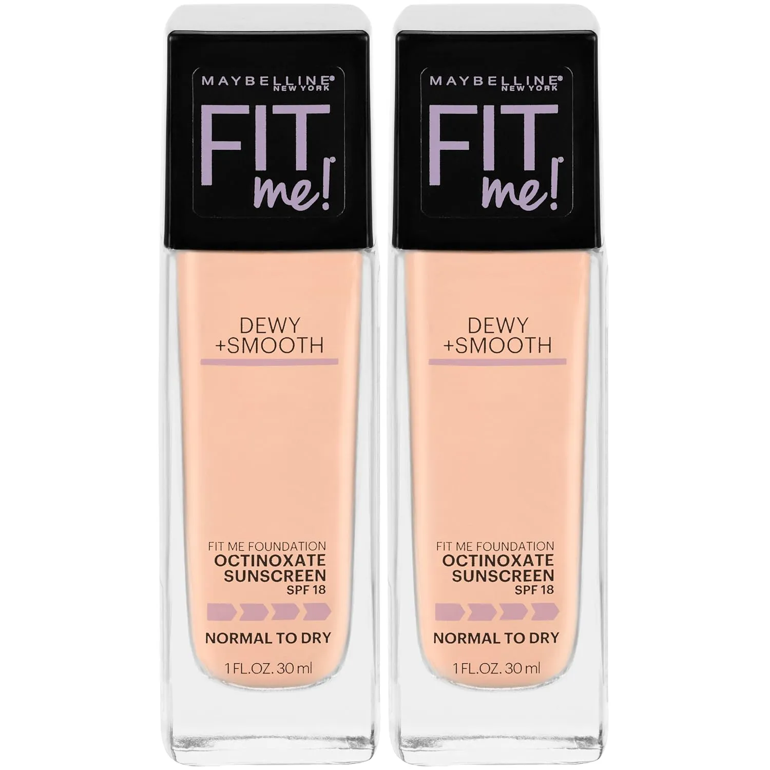 Maybelline New York Fit Me Dewy   Smooth Foundation Makeup, Ivory, 2 Count