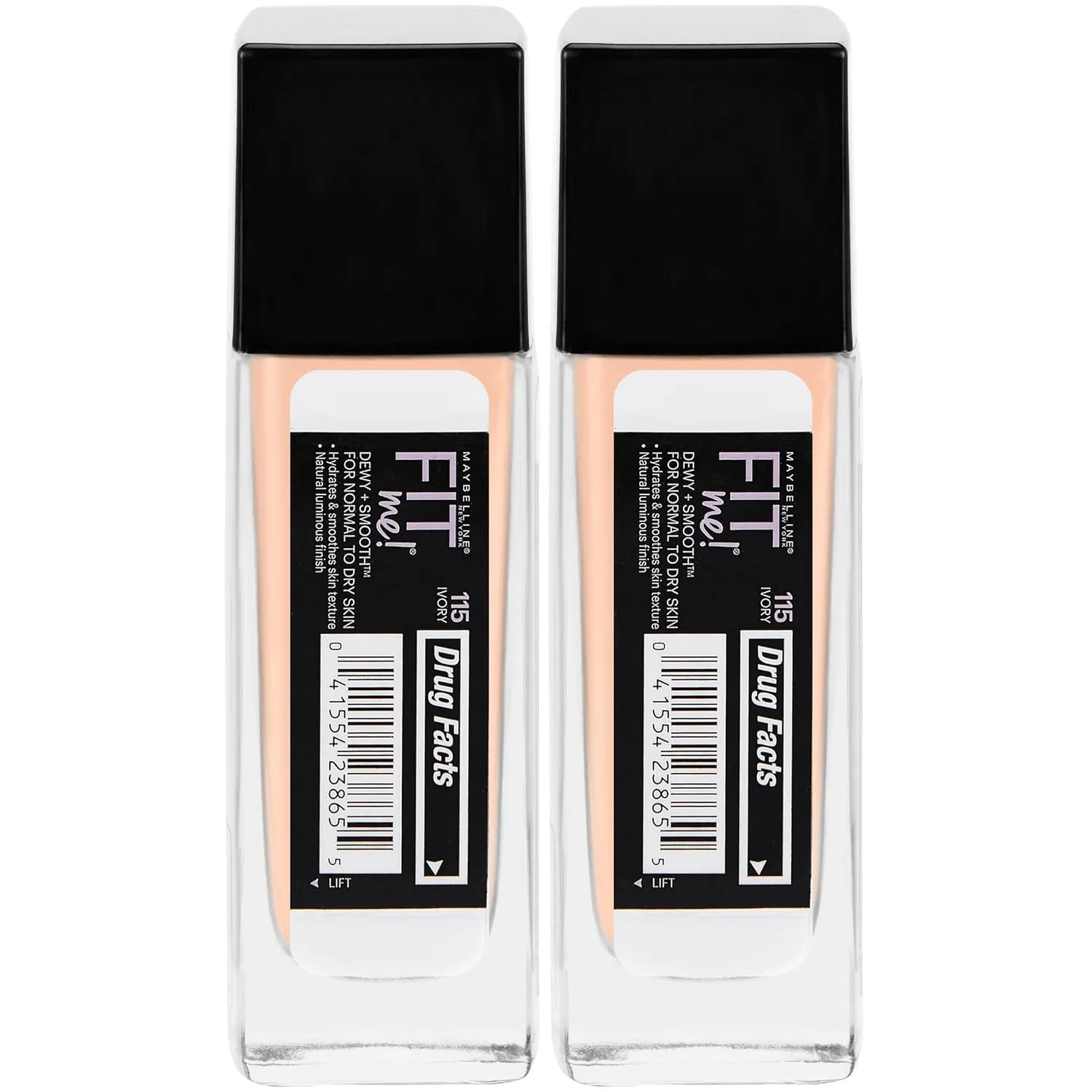 Maybelline New York Fit Me Dewy   Smooth Foundation Makeup, Ivory, 2 Count
